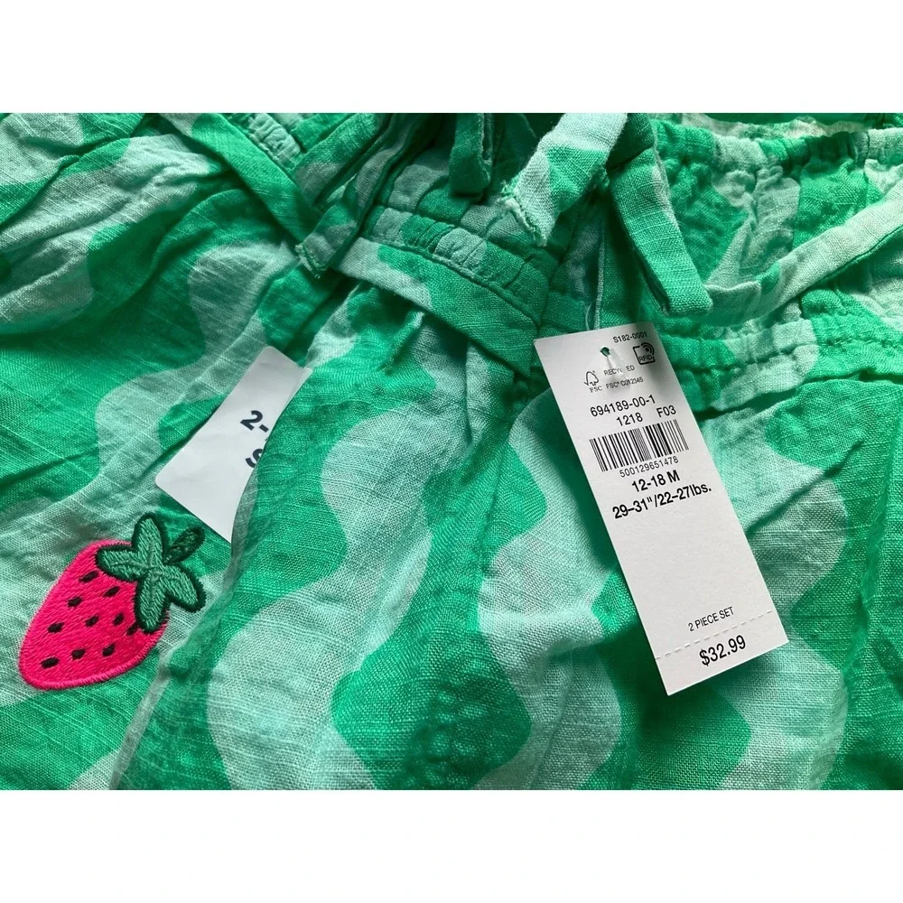 NWT Old Navy wide leg pants and green sleeveless top set - size 12-18 month‎